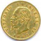 1863-T GOLD 20 LIRE ITALY, VITTORIO EMANUELLE, AUNC++