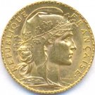 1909 GOLD 20 FRANCS *ROOSTER* FRANCE, UNCIRCULATED
