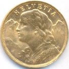 1947 GOLD 20 FRANK SWITZERLAND, BRILLIANT UNCIRCULATED