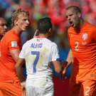 018 -  8 X 6 Photo - Football - FIFA World Cup 2014 - Chile V Holland Ron Vlaar & Sanchez