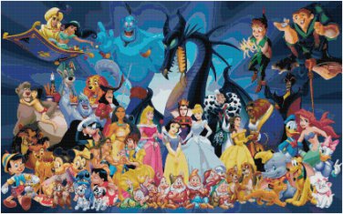 DISNEY CHARACTERS COLLAGE #1 CROSS STITCH PATTERN