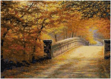 BRIDGE IN AUTUMN CROSS STITCH PATTERN PDF ONLY