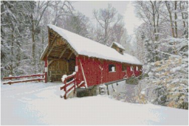 RED COVERED BRIDGE CROSS STITCH PATTERN PDF ONLY