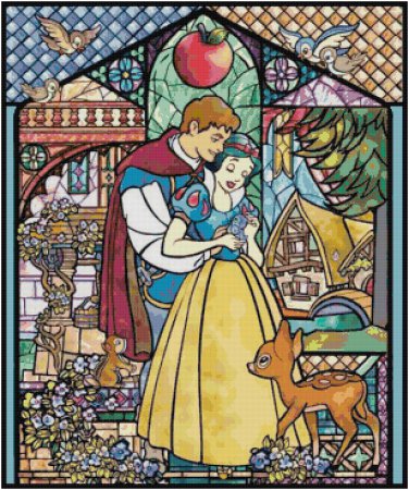 DISNEY SNOW WHITE STAINED GLASS CROSS STITCH PATTERN PDF ONLY
