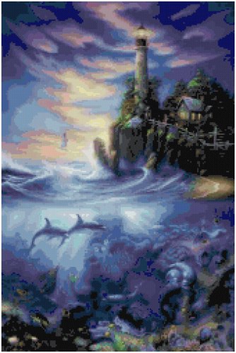 DOLPHIN LIGHTHOUSE CROSS STITCH PATTERN PDF ONLY
