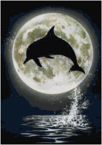 DOLPHIN MOON CROSS STITCH PATTERN PDF ONLY