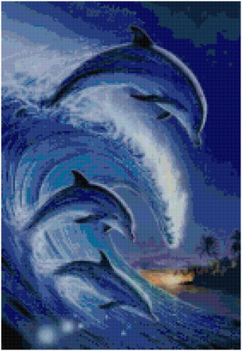 DOLPHINS ON WAVES CROSS STITCH PATTERN PDF ONLY