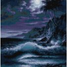 MIDNIGHT BEACH LANDSCAPE CROSS STITCH PATTERN PDF ONLY