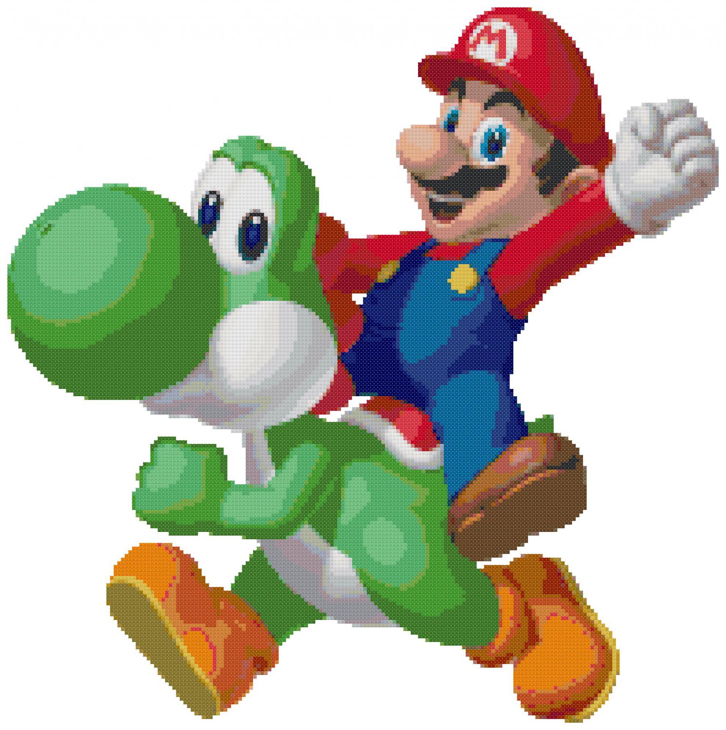 SUPER MARIO BROS MARIO AND YOSHI CROSS STITCH PATTERN PDF ONLY