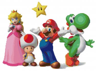SUPER MARIO BROS MARIO GROUP CROSS STITCH PATTERN PDF ONLY