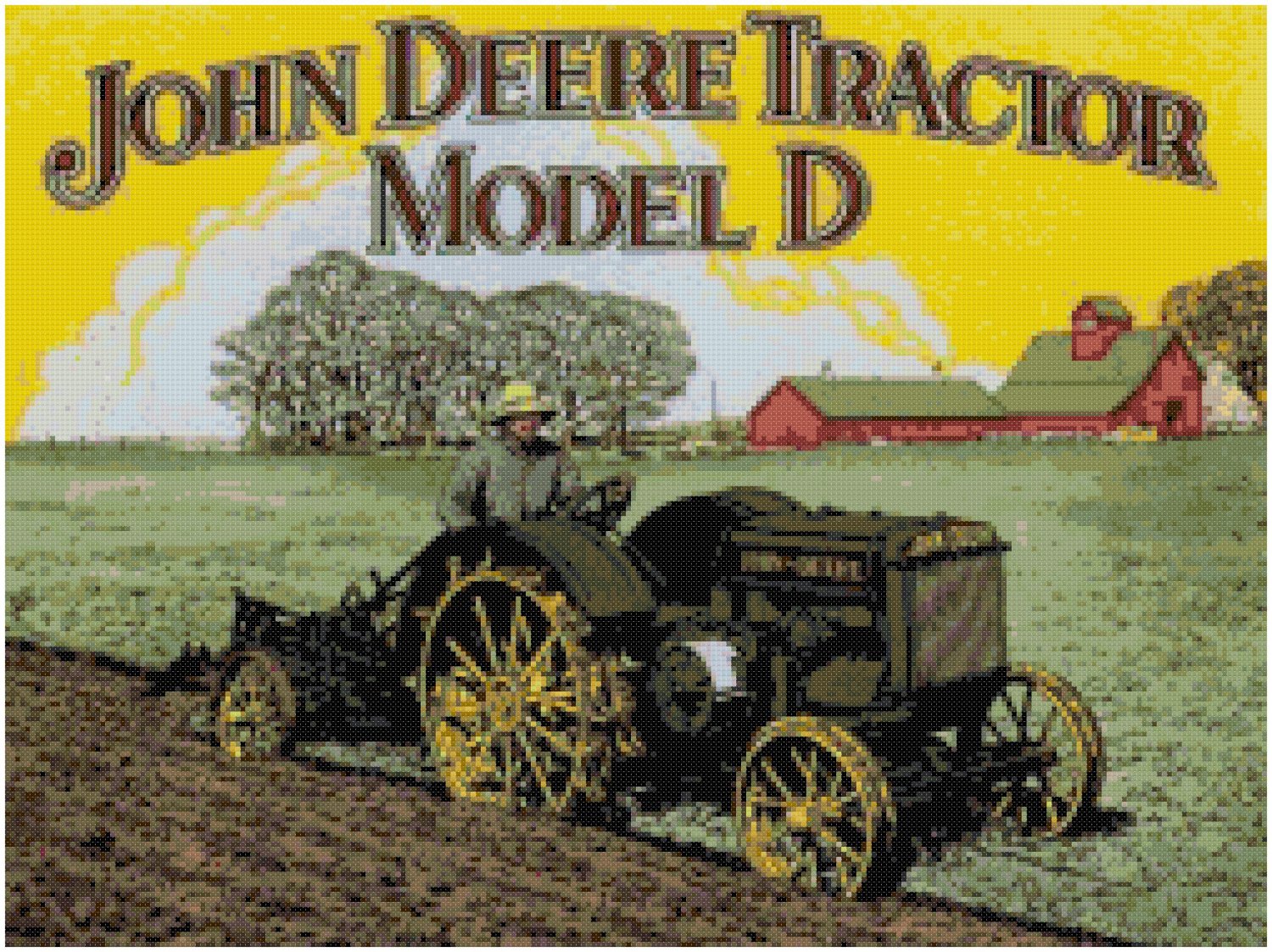 Vintage John Deere Tractor 2 Cross Stitch Pattern Pdf Only