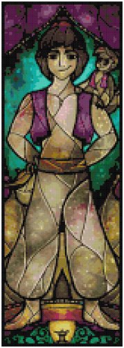 DISNEY ALADDIN STAINED GLASS  CROSS STITCH PATTERN PDF ONLY