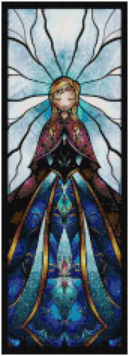 DISNEY ANNA STAINED GLASS  CROSS STITCH PATTERN PDF ONLY