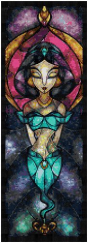 DISNEY JASMINE ALADDIN STAINED GLASS  CROSS STITCH PATTERN PDF ONLY