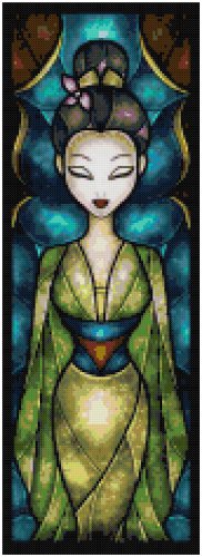 DISNEY MULAN STAINED GLASS  CROSS STITCH PATTERN PDF ONLY