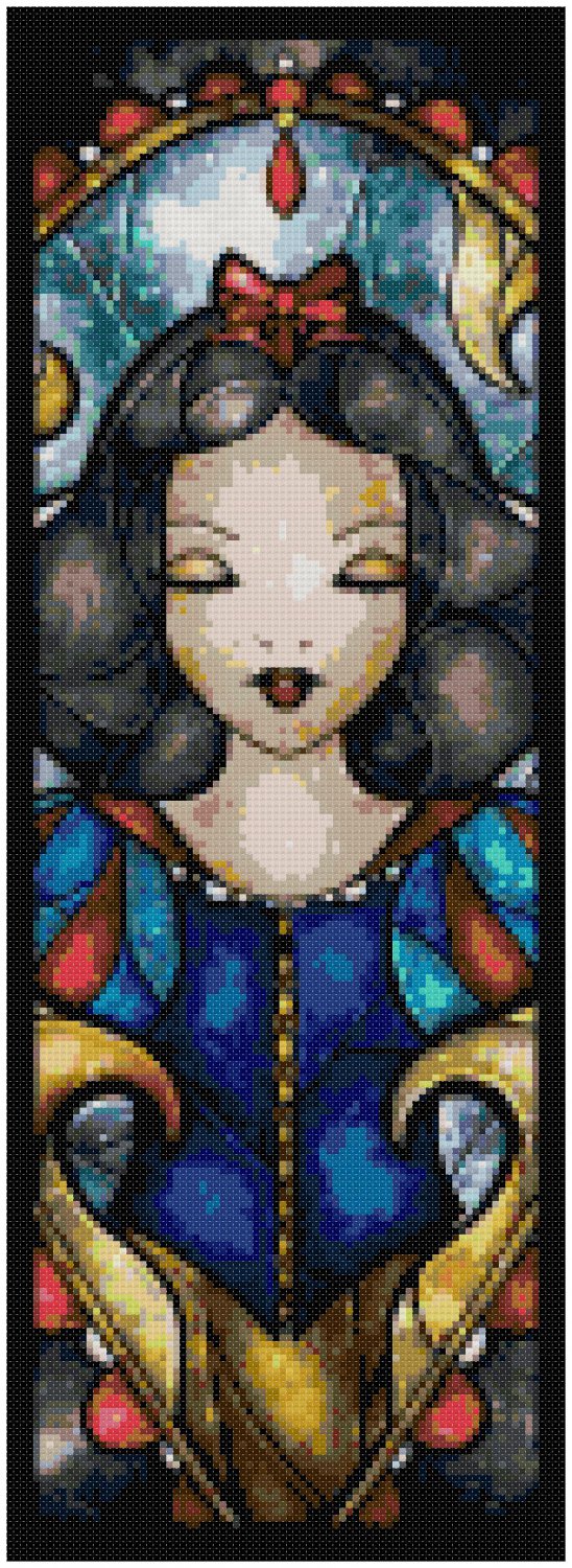 DISNEY SNOW WHITE STAINED GLASS CROSS STITCH PATTERN PDF ONLY