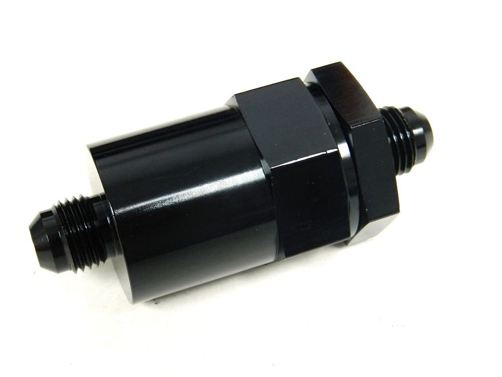 UNIVERSAL CNC ALUMINUM WASHABLE RACING INLINE FUEL FILTER -8 AN8 8AN BLACK C