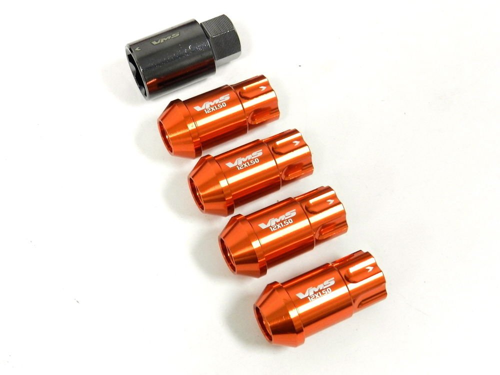 20PC VMS RACING HONDA ACURA 12X1.5MM ALUMINUM LOCKING LUG NUT SET ORANGE