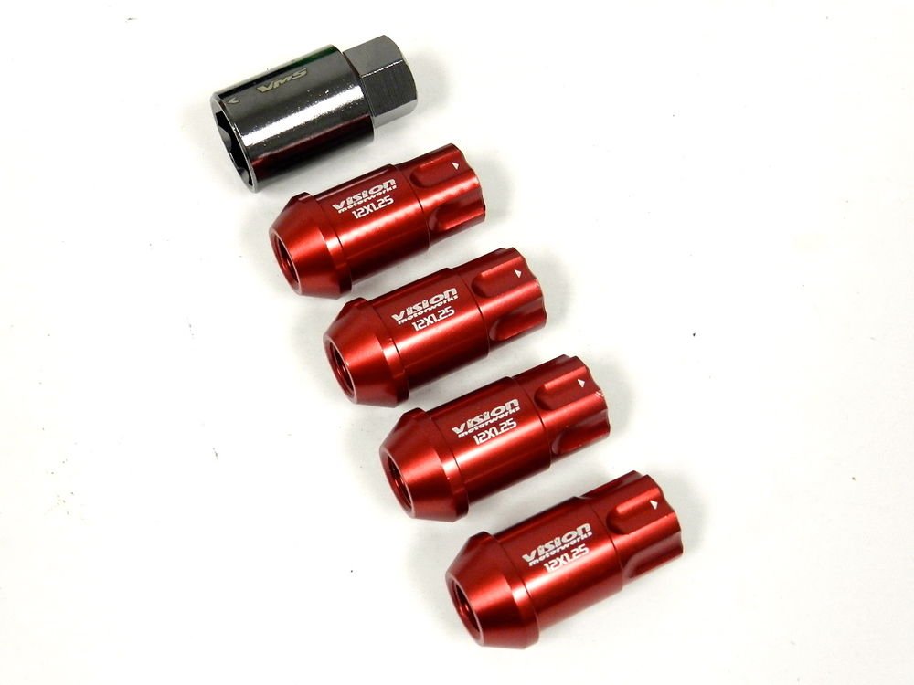 20PC VMS RACING HONDA ACURA 12X1.5MM ALUMINUM LOCKING LUG NUT SET RED