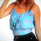 blue and hot pink top small & medium