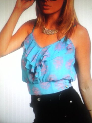 blue and hot pink top small & medium