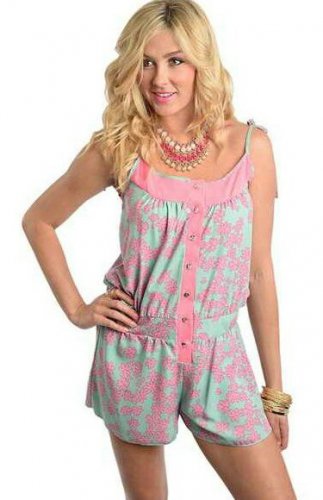 mint and pink romper