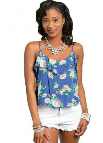Blue flowy floral top S M L