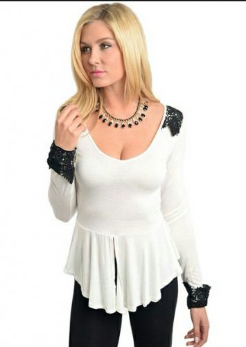 ivory & black ballerina top s,m,l