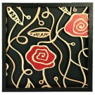 3D wooden wall picture for decoration (60*60cm) - red rose B