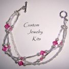 2 tone pink fuscia bracelet jewelry making kit w Swarovski elements EZ all incl.