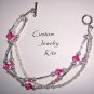 2 tone pink fuscia bracelet jewelry making kit w Swarovski elements EZ all incl.