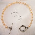 peach freshwater pearl bracelet jewelry Kit ALL inc EZ picture instructions