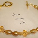 gold freshwater pearl & crystal bracelet jewelry Kit ALL inc EZ picture instruct