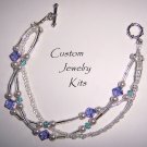 2 tone blue/aqua bracelet jewelry making kit w Swarovski elements EZ all incl.