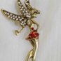 pixie dust retro Fairy Necklace red and clear crystals birthday gift fae sprite