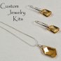 Golden shadow crystal necklace & earrings made w crystal Swarovski elements 21"