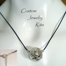 silver woven sphere pendant & black cord adult necklace jewelry bead craft KIT