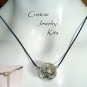 silver woven sphere pendant & black cord adult necklace jewelry bead craft KIT