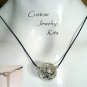 silver woven sphere pendant & black cord adult necklace jewelry bead craft KIT