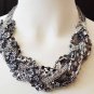 pewter silver black multilayer chunky statement short necklace w extender chain