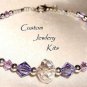 Tanzanite pink or aqua w Swarovski elements crystal adult bracelet bead kit EASY