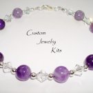 amethyst & w clear Swarovski elements bracelet adult bead jewelry craft kit