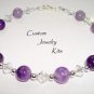 amethyst & w clear Swarovski elements bracelet adult bead jewelry craft kit