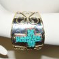 silver cuff bracelet turquoise cross southwest unique design brass copper scroll