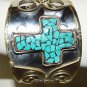 silver cuff bracelet turquoise cross southwest unique design brass copper scroll