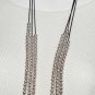 Triple strand long cord with silver bead necklace w extender great for layering