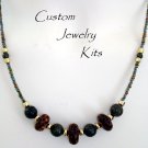 Russian jade stone & wood bead adult necklace beads craft kit EZ All included
