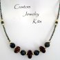 Russian jade stone & wood bead adult necklace beads craft kit EZ All included