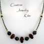 Russian jade stone & wood bead adult necklace beads craft kit EZ All included
