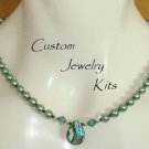sea green crystal pearl & natural abalone MOP pendant necklace jewelry Kit EASY